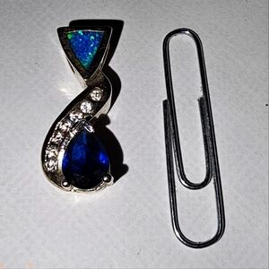 Sapphire & Australian Fire Opal Pendant